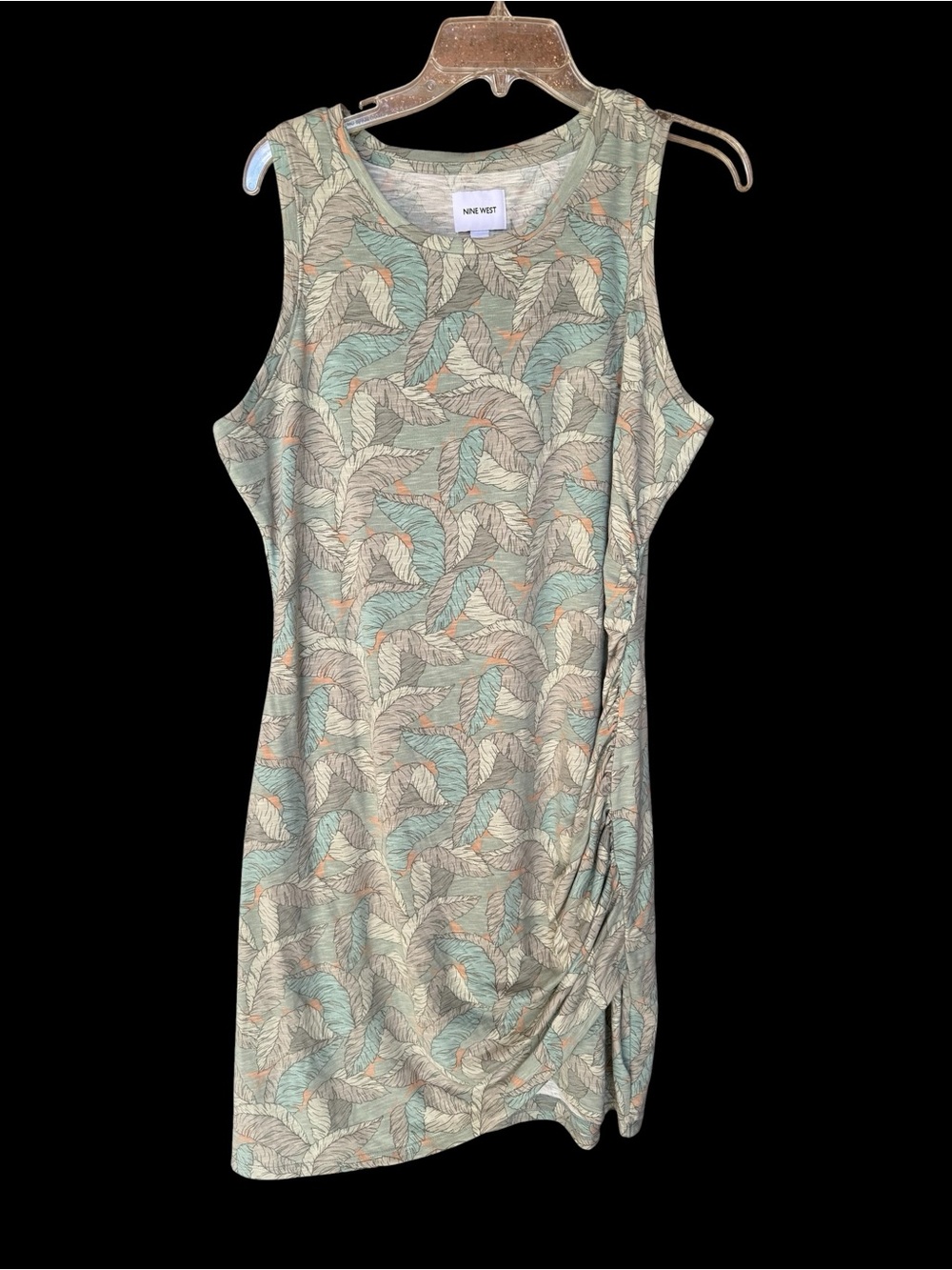 Nine West Mint Green Leaf Print Tank Dress